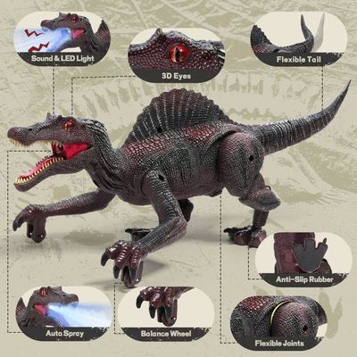Jouet Dinosaure Télécommandé FRUSE Spinosaurus avec Lumière LED et Brume - Rouge - Jeux - Jouets
