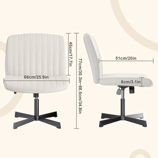 Chaise De Bureau Yaheetech Sans Accoudoirs - Similicuir, Pivotante, Réglable En Hauteur - Pour Bureau Maison