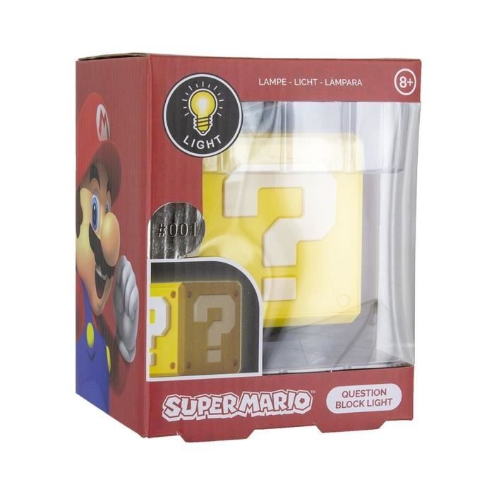 Veilleuse Super Mario Bloc Question - Officielle, Avec Capteur De Nuit, 10 Cm, Portable (piles AAA) - Cadeau Rétro Gamer