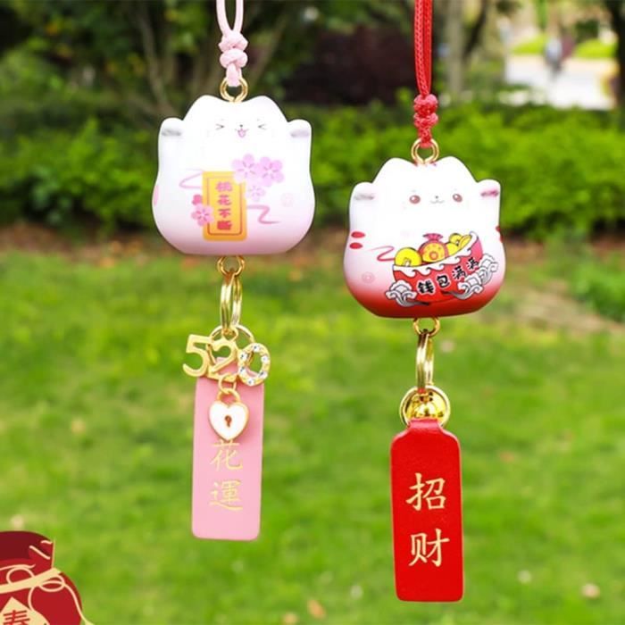 Pendentif De Voiture Chat Porte-bonheur En Céramique, Mignon Visage Souriant, Ornement Suspendu, Décor De Paix Et De Bonne Fortune