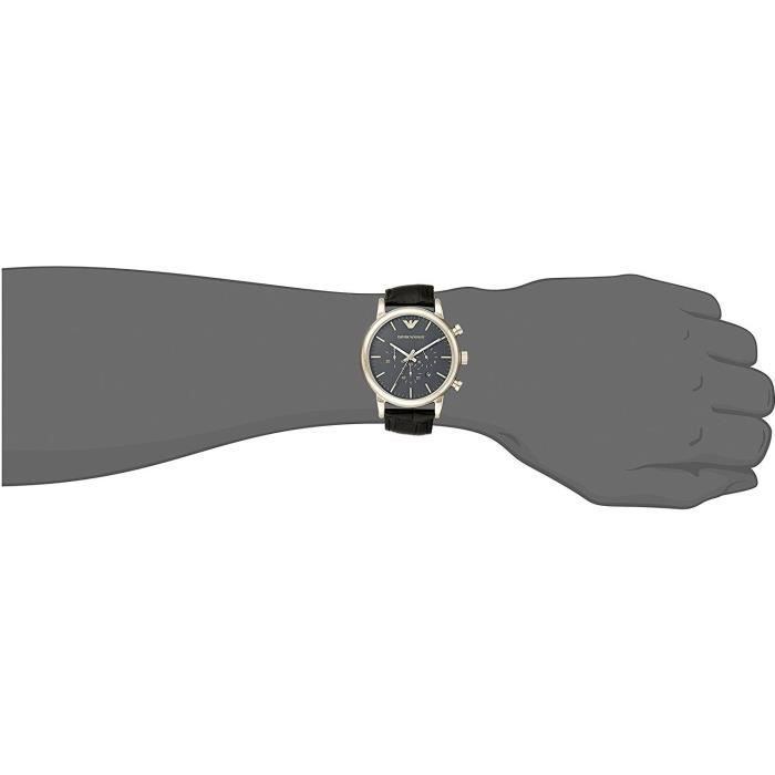 EMPORIO ARMANI HOMME 46MM BRACELET CUIR NOIR QUARTZ CHRONOGRAPHE MONTRE AR1917