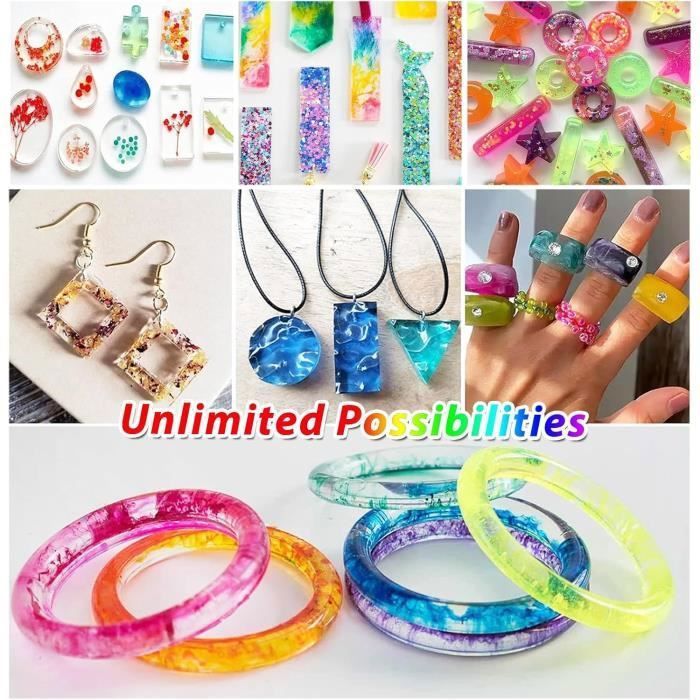 Woohome 15 PCS Moules Silicone Pour Bijoux - Moules Anneaux Et Bracelets Résine Epoxy, Kit Création Bagues Et Bracelets DIY