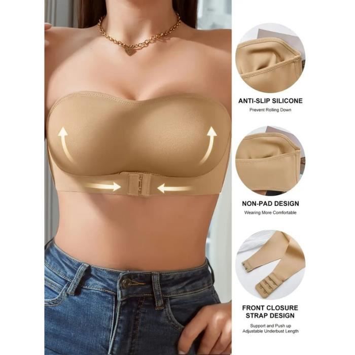 Soutien-gorge bandeau ECELEN Kaki Sans armatures Sans