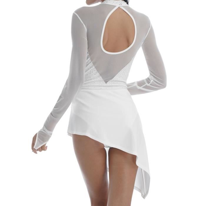 Robe de patinage artistique blanche pour femmes, vêtements de compétition,  livraison gratuite - AliExpress