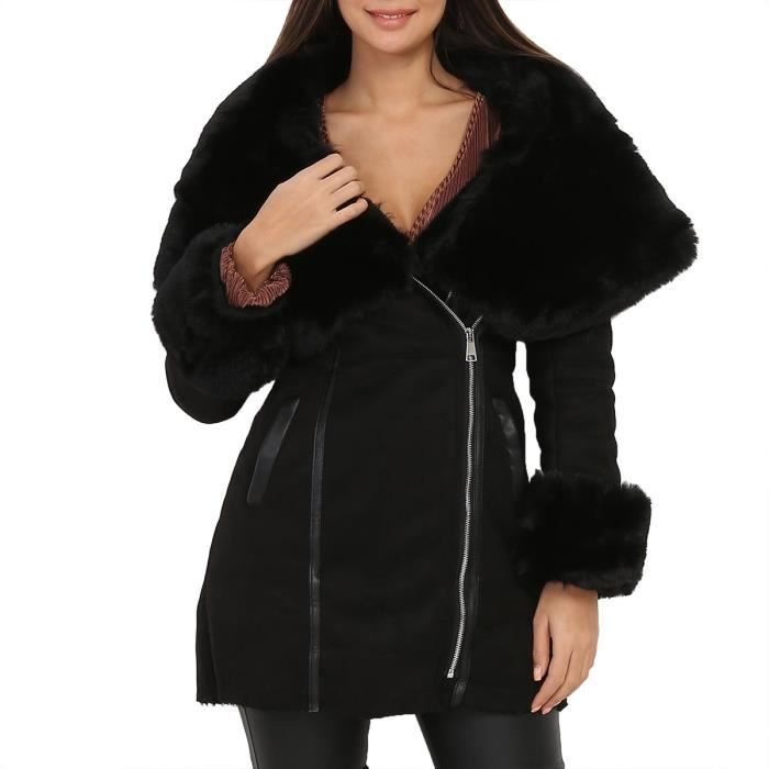 Manteau en suedine avec fourrure sales