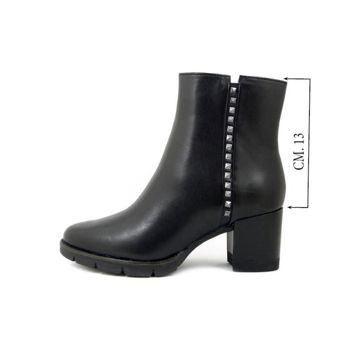 Bottines pour femme TAMARIS Cuir noir Fermeture zip Talon