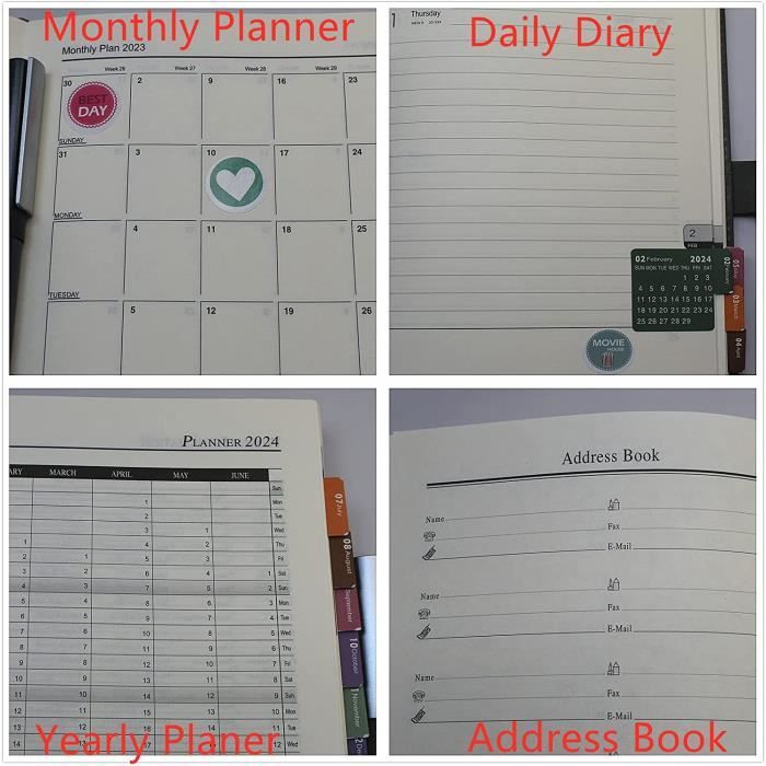 Agenda 2024: Agenda journalier grand format 1 jour sur 2 pages, Planificateur quotidien A4