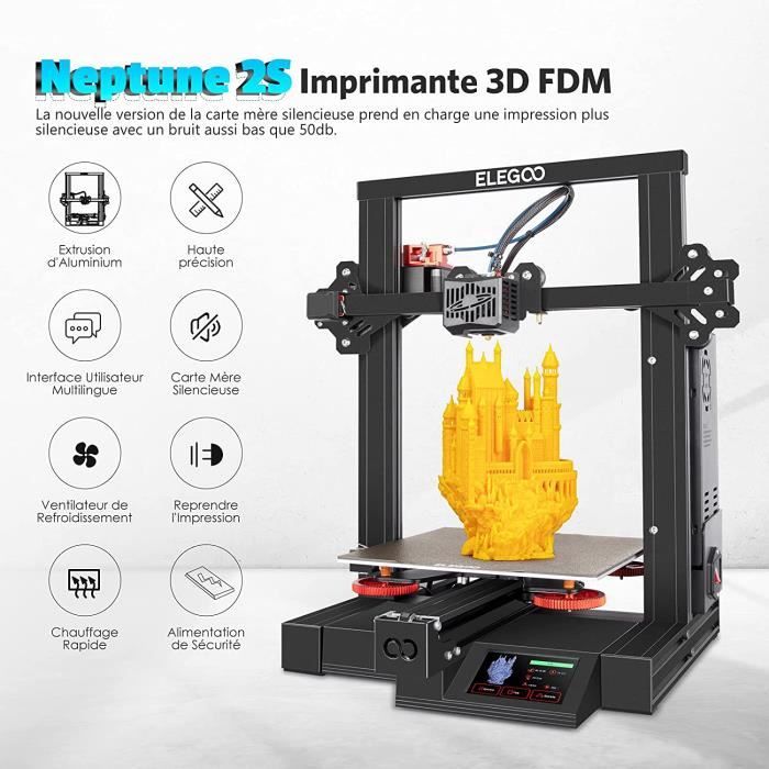 ELEGOO Neptune 2S Imprimante 3D FDM avec Extrudeuse à Double
