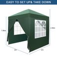 Tonnelle de jardin, tente de camping, 2*2m, imperméable, Tissu Oxford, vert-2