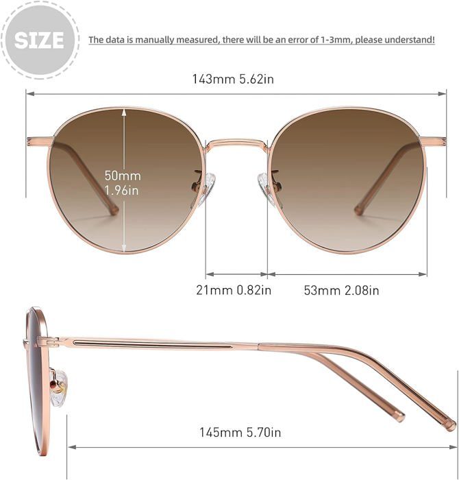 Lunettes De Soleil Femme Rondes Vintage DUCO - Verres Polarisés UV400, Monture Légère, Plusieurs Couleurs