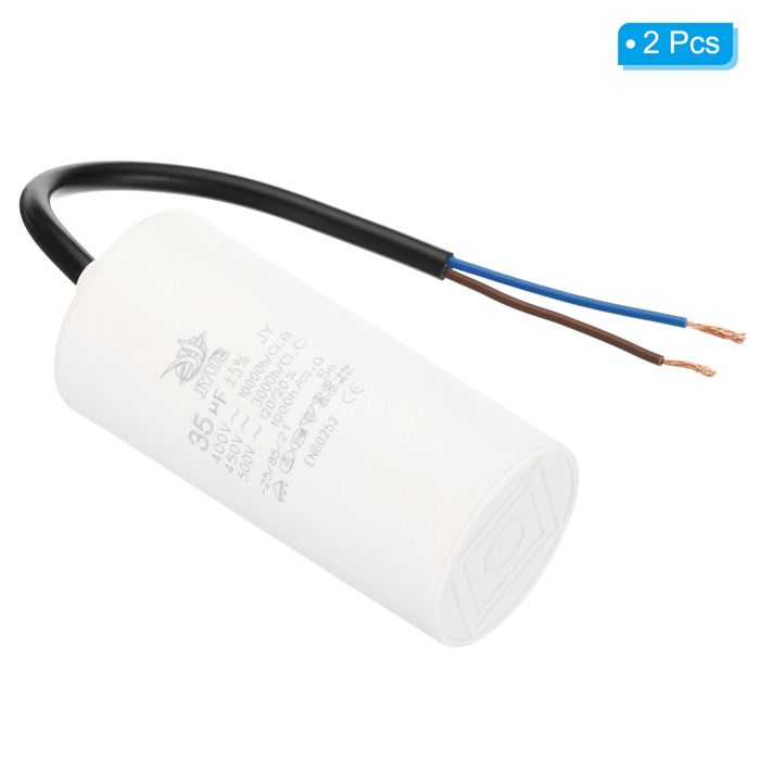 PATIKIL Condensateur De Démarrage Cbb60 De 35Uf, Ac 450V, Bornes En Forme U, Fils De Connexion, 50/60Hz, Fond Cylindrique Avec Vis M8 Pour Machine Laver, Pompe Nettoyage, Moteur Étoile