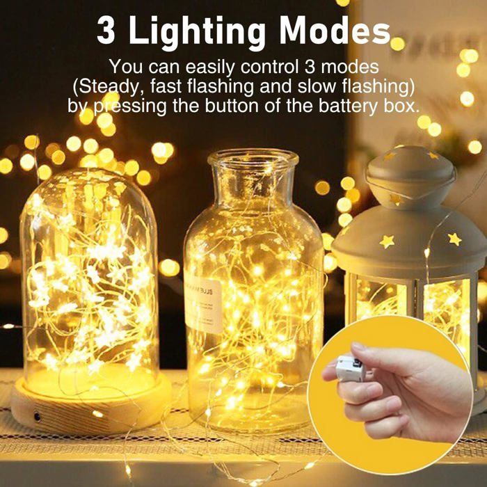 Noel Decoration Interieur ELEUTH Lot De 16 Guirlande Lumineuse à Piles, 2m 20 LEDs Petite Guirlande Lumineuse, Mini Guirlandes Lumineuses D'intérieur