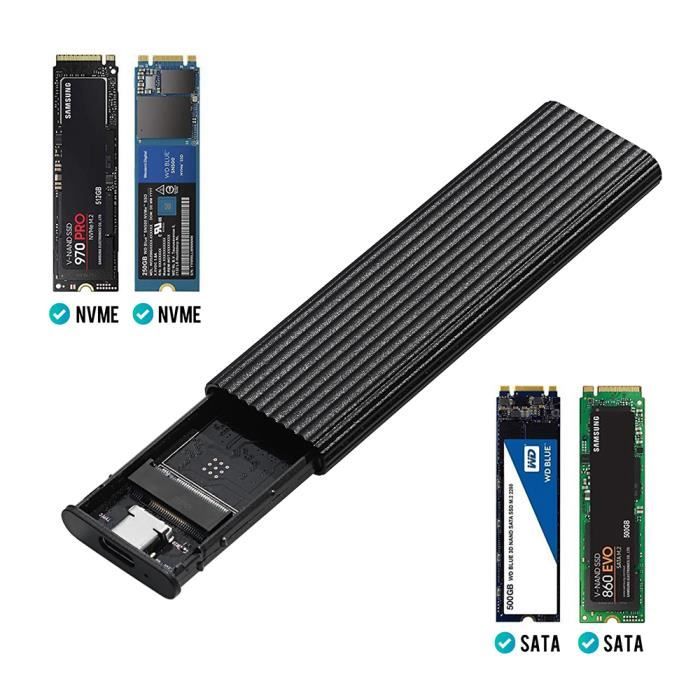 ORICO Boîtier SSD M.2 NVMe et M.2 Sata , USB3.1 GEN2 Type C 10Gbps  Transparent Adaptateurs et Boîtiers pour Disque dur Pour M-Key/B-Key/B+M  Key 2230/