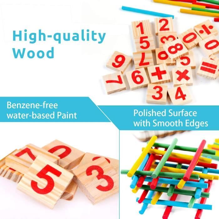 Blocs Numériques Montessori En Bois – 27 Pièces – Apprentissage Calcul – Couleurs Empilables – Cadeau éducatif 3 Ans