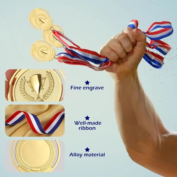 SRTSTR 12 Pièces Medailles Médaille Or Argent Bronze Medaille Sport