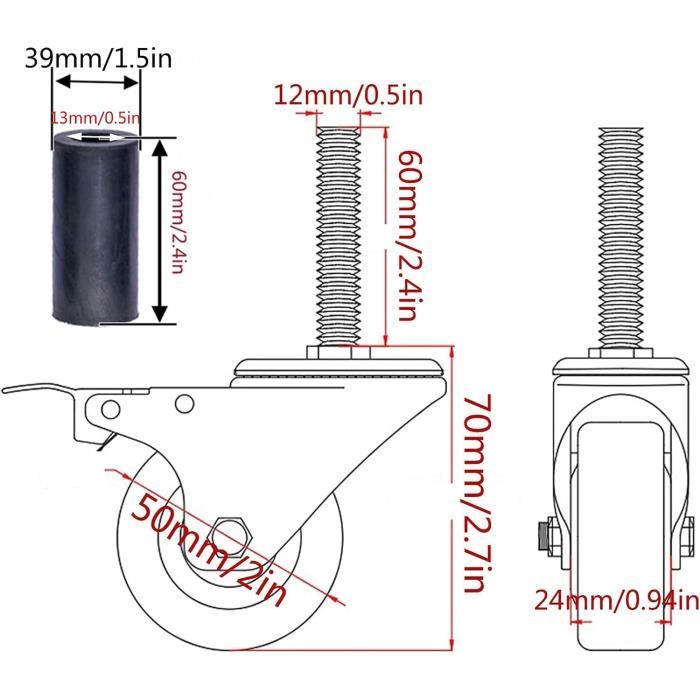 4 Pcs Roulettes De Meuble, Roue Pivotante À 360 °, Roulette À Bille
