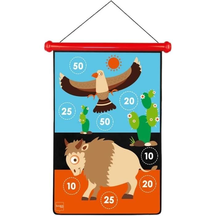 Jeu De Fléchettes Magnétiques Pour Enfants - Motif Jungle - Cible Recto Verso - Âge 5 Ans Et +