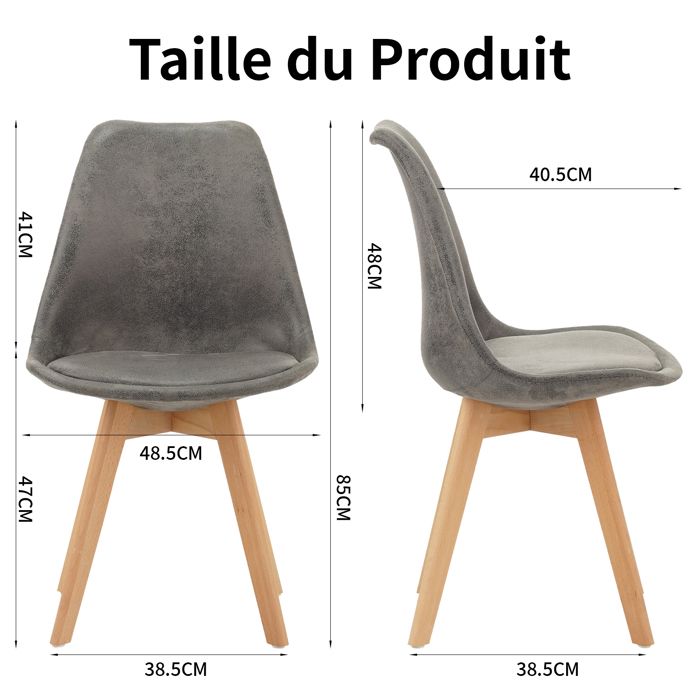 WAFTING Lot de 4 Chaises de Salle à Manger, Chaises Rembourrées avec Dossier Haut, Chaises de Cuisine Carré avec Base en Métal, pour la Salle à Manger, Salon, Cuisine et Réception, Gris