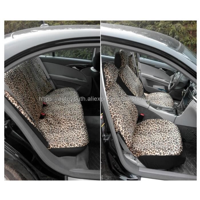 Housse de siège de voiture de luxe imprimée léopard, coussinets de ceinture  de sécurité, et protection 2 pieces seat covers - Cdiscount Auto
