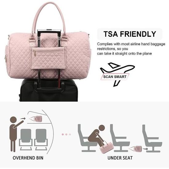 Sac De Sport, Sac De Sport, Sac De Sport Pour Homme Et Femme, Sac De Voyage Avec Poche Humide Et Compartiment à Chaussures, Sac De Sport, Rose, One_Size