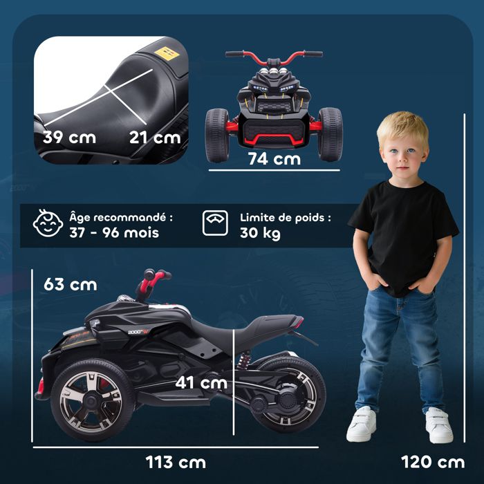 AIYAPLAY Quad Électrique Enfant 6V – Licence Honda – 2,8 Km/h – 45 Min D’Autonomie – Pneus Larges – Phares LED Et Klaxon – Dès 2 Ans (25 Kg)