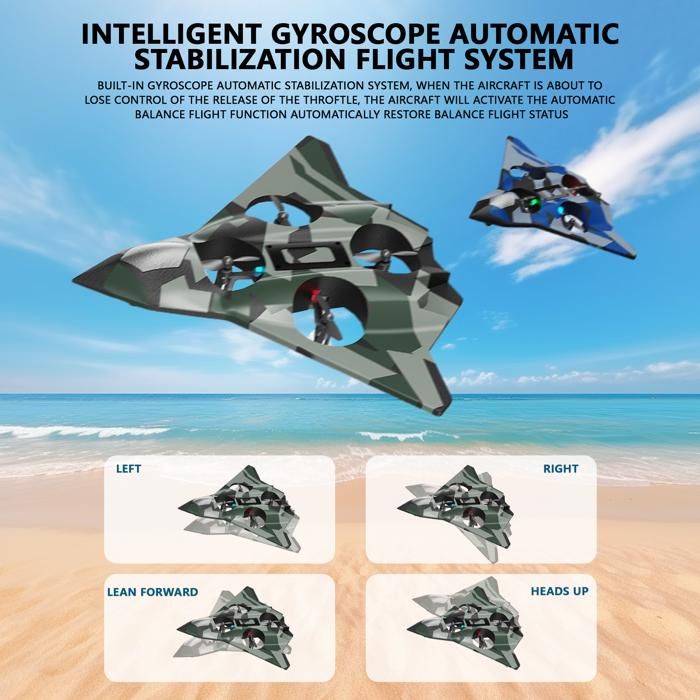 4DRC V17 Avion Télécommandé 2.4GHz En Mousse – Drone Acrobatique Avec Gyroscope, 2 Batteries, Pour Enfants Et Adultes