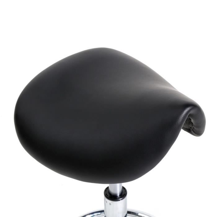 Tabouret selle roulant ergonomique réglable en hauteur en cuir PU avec  roulettes - Moustache® - Noir