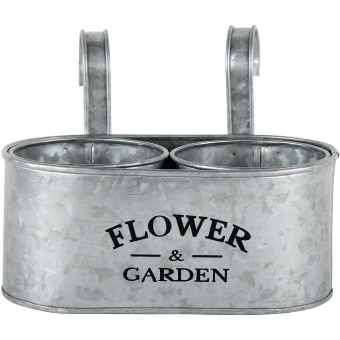 Pot fleur en zinc gris ou blanc à suspendre avec ou sans accroche