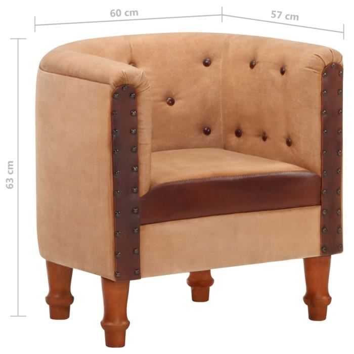 Fauteuil Marron Cuir véritable de chèvre