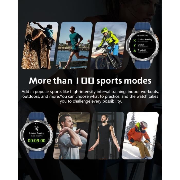 Montre Connectée Homme Eartline Smartwatch Sport - étanche IOS Android 2025 HD