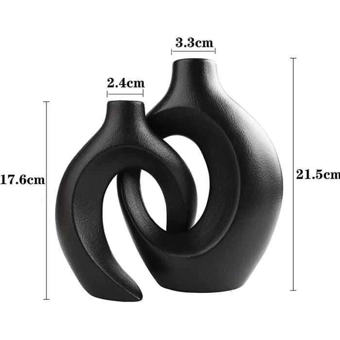 Vase En Céramique Noire Mate - 6,5x6,5x23,3 Cm - Pour Fleurs Fraîches Ou Séchées, Décoration Maison, Bureau