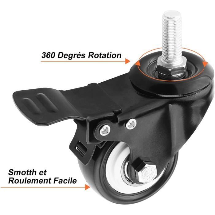 4 Roulettes Robustes 100mm Avec Frein - Charge 480kg, Pivotantes Universelles Pour Chariots Et Meubles