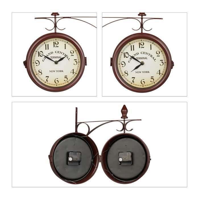 Horloge Murale Vintage mécanisme 53cm Argent à Prix