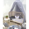 Ciel de Lit Baldaquin Moustiquaire pour Bébé Enfant - Gris - Avec Etoiles Ors - 60cm x 240cm-0