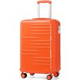 Kono Valise Moyenne Taille 74.5cm Valises Soute Valise Rigide Trolley ABS+PC Valise de Voyage avec roulettes et Serrure TSA Orange-0