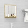 6143MIEUX® Miroir déco Moderne - Miroir Maison Salon de salle de bain Blanc et chêne sonoma 40x10,5x37 cm-0