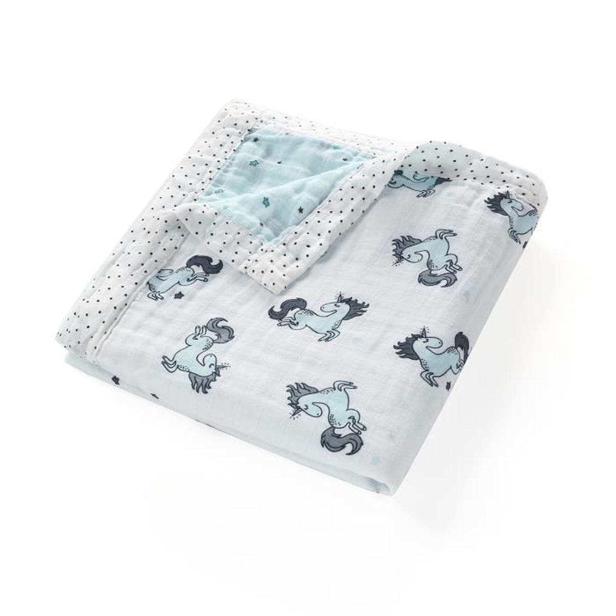Lat Couvertures Bebe Licorne 1 1cm Couverture Emmaillotage En 100 Mousseline De Coton Pour Garcons Filles Bleu Cdiscount Puericulture Eveil Bebe