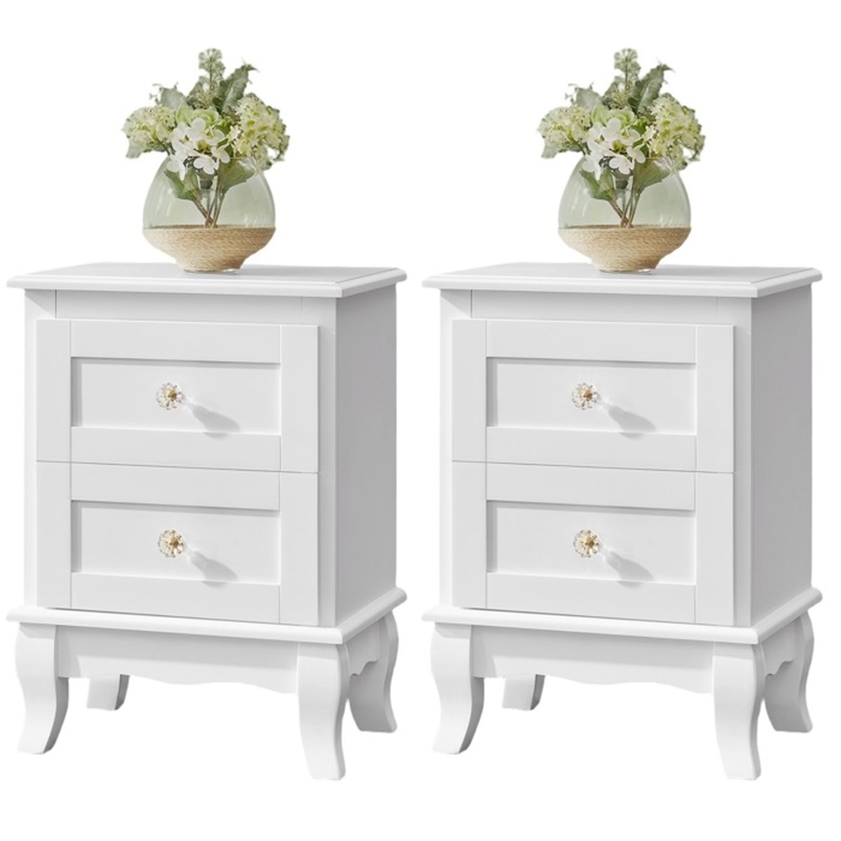 VASAGLE Lot de 2 Tables de chevet avec 2 tiroirs, 38,5 x 30,5 x 52,5 cm