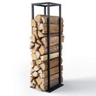VOUNOT® Porte bûche vertical 33x33x112cm - métal - range bûche pour cheminée - support bois intérieur et extérieur - noir
