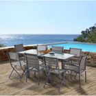 Salon de jardin Ensemble Modulo T 4 / 8 + F 4 + C 4 Full Verre Gris Anthracite Wilsa Garden