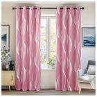 Deconovo Lot de 2 Rideaux Chambre Fille Argenté Motif Ligne Occultant Thermique Salon Rideau Extérieur Anti Chaleur Froid à