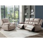VENTE-UNIQUE Canapé 3 places et fauteuil relax électrique en tissu taupe DOLENE