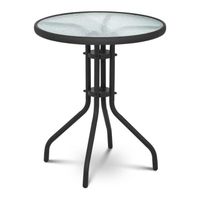 Table de jardin ronde plateau de verre diametre 60 cm noir