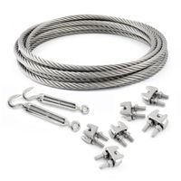 SET 40m cable 6mm acier inox cordage torons: 7x7 + 6 serre-câbles étrie + 2 tendeur oeil-crochet M6 - beaucoup de tailles disponible