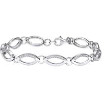 SILVEGO  QRB281 - Bracelet Femme - Argent 925/1000 - Zircones Claires  Maillons Grandes - Largeur 8 mm