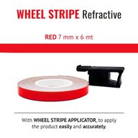 Wheel Stripes Bandes Adhésives Réfléchissantes pour Jantes Moto avec Applicateur, Rouge, 7 mm x 6 mt