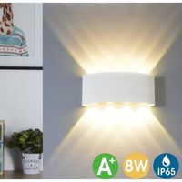 AuTech® Applique Murale LED 8W Intérieur Lampe Murale Moderne Blanc Carré Up Down en Aluminium Eclairage Décoration Blanc Chaud