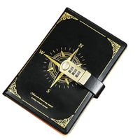 Carnet verrouillable CONFOZEN® Black Compass Portable Pen Case Retro Design Notebook