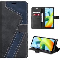 Coque pour Xiaomi Redmi A1-A2, Housse en Cuir PU et TPU avec Porte-Cartes et Support Réglable, Noir