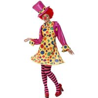 Déguisement clown femme carnaval - SMIFFY'S - M - 38/40 - Jaune à pois multicolores - Accessoires inclus